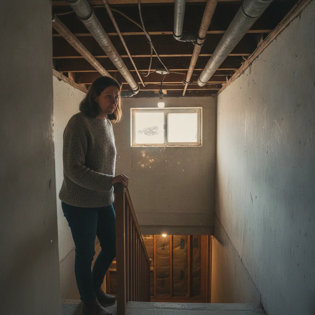 Homeowner evaluating basement stairwell before Denver apartment conversion decision