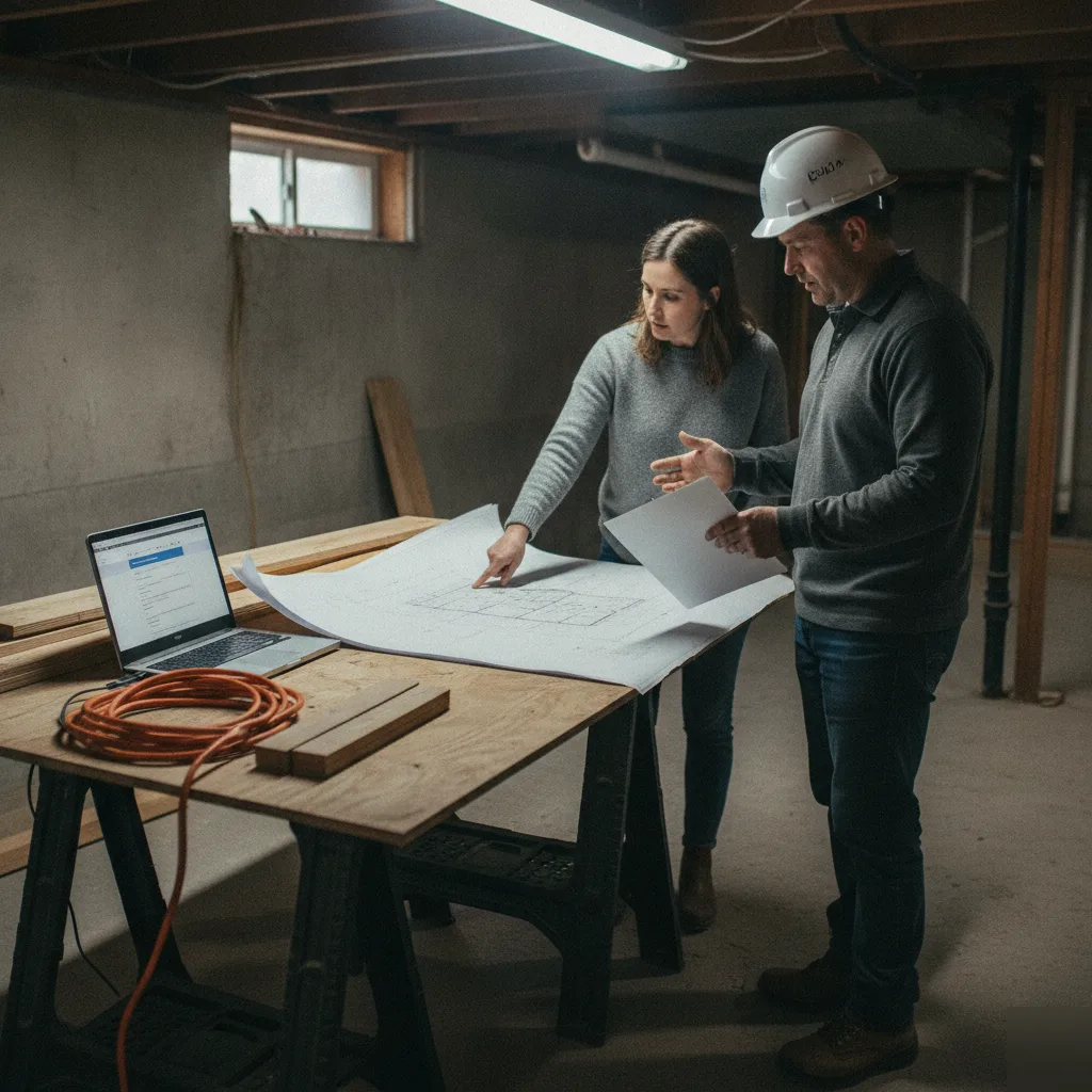Reviewing Denver permit requirements for basement bathroom installation with homeowner