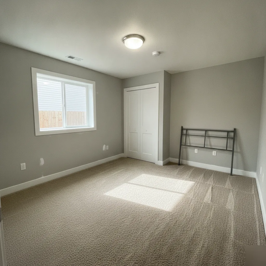 Finished legal basement bedroom with egress window in Denver