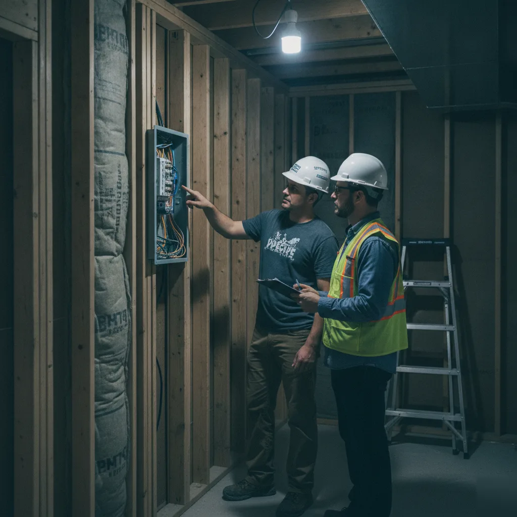 Building inspector reviewing Denver basement bedroom permit compliance