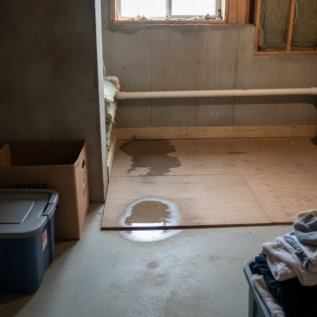 Denver homeowner notices basement moisture before flooring installation begins