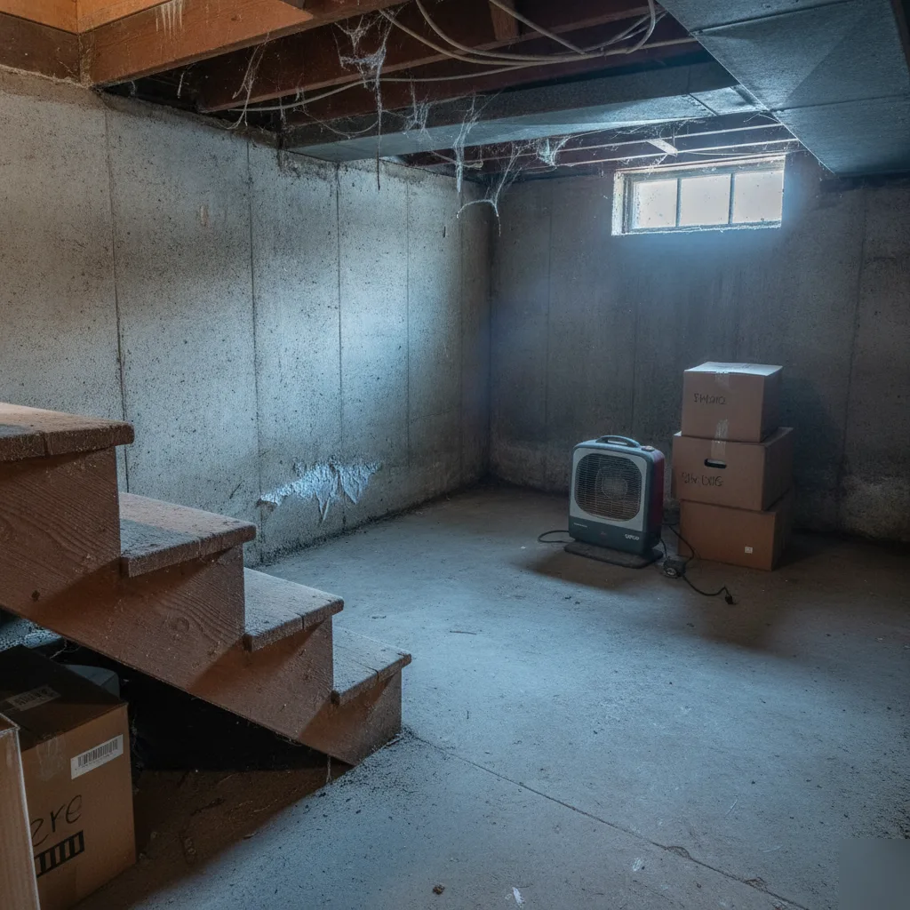 Cold uninsulated Denver basement showing need for insulation upgrade