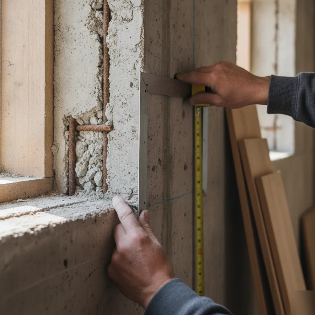 Measuring egress window rough opening in Denver basement suite construction